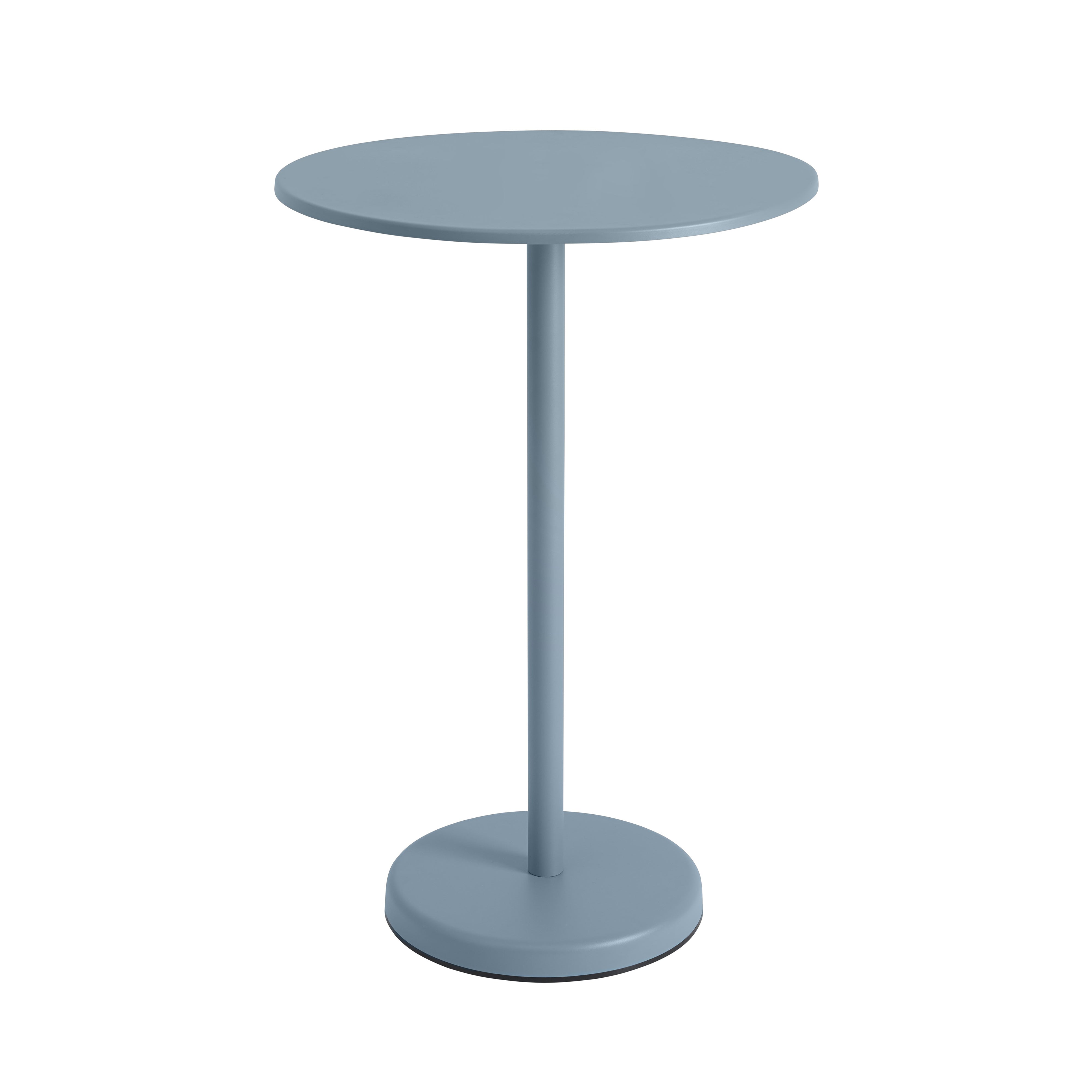 Linear Steel Café Table: High + Pale Blue + Round