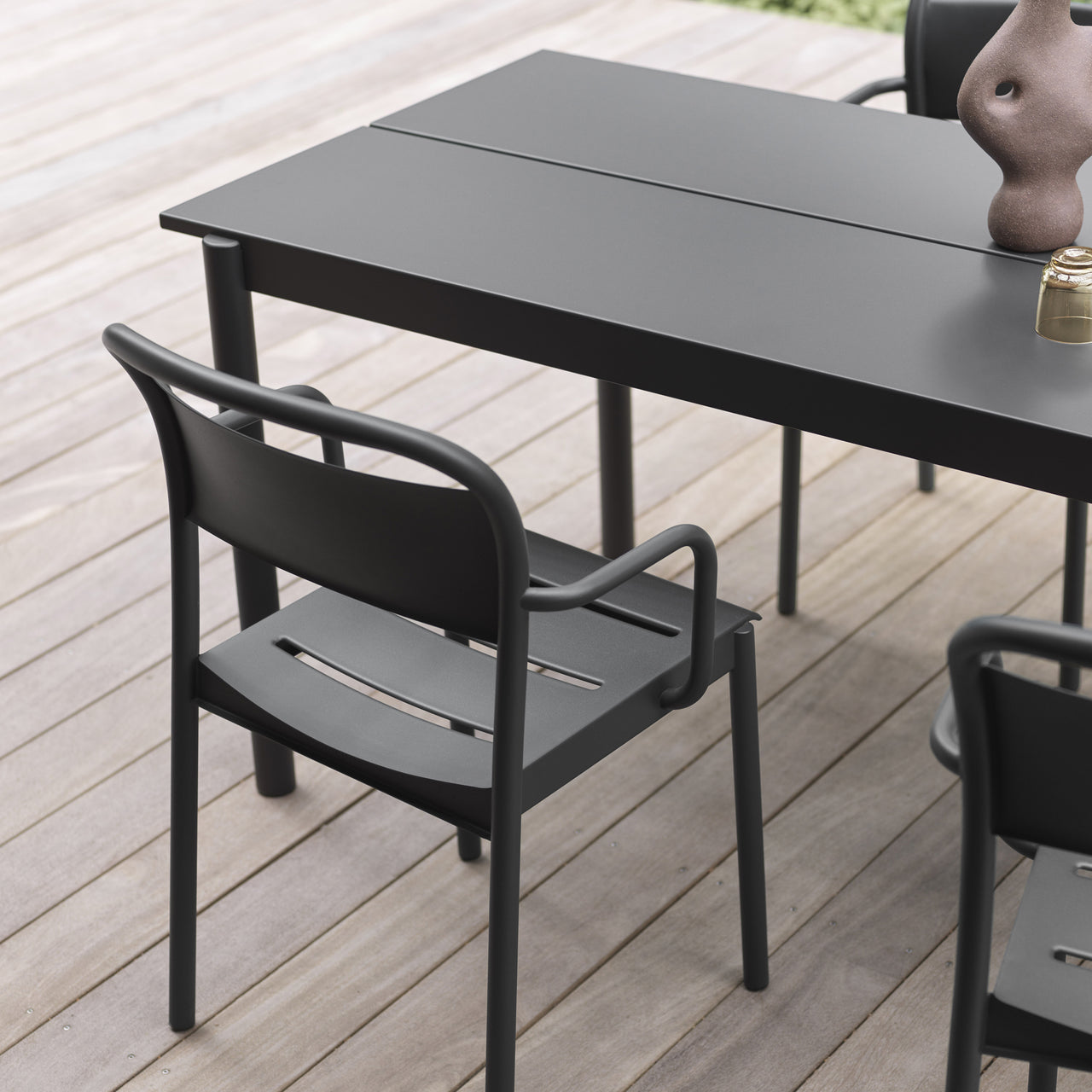 Linear Steel Armchair: Stacking - Quick Ship