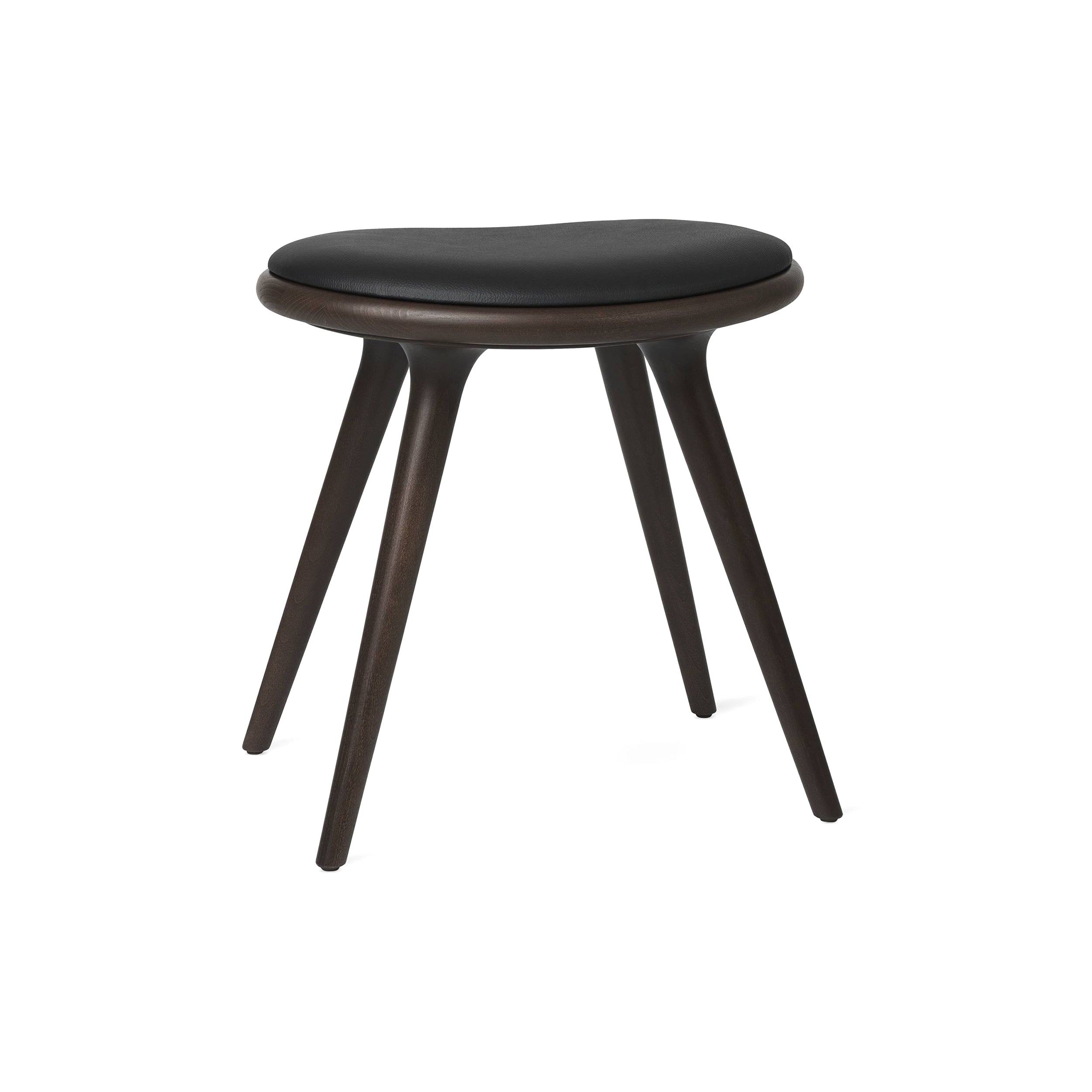 Low Stool: Dark Stained Beech + Black Leather