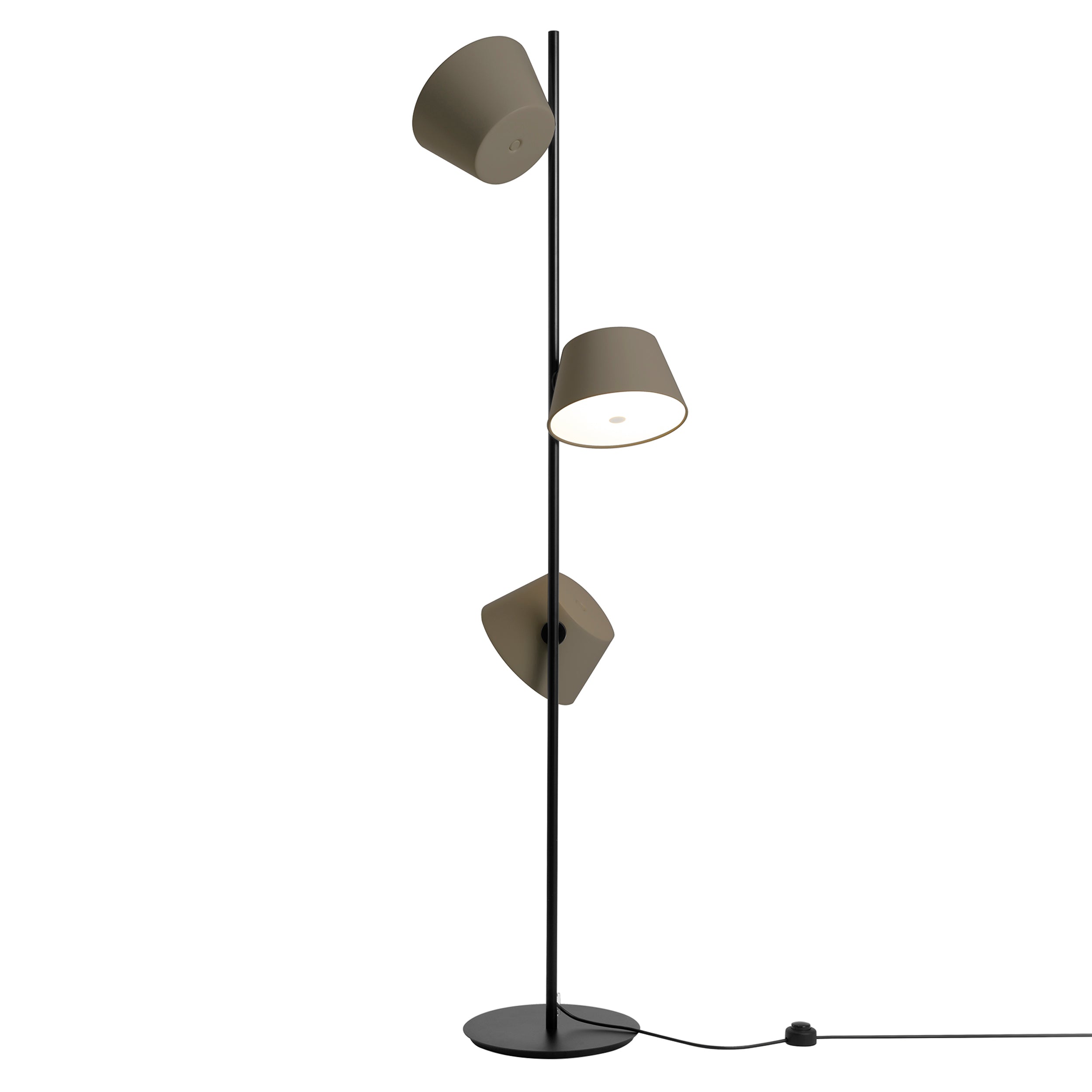 Tam Tam Floor Lamp: Three Shades + Brown Grey