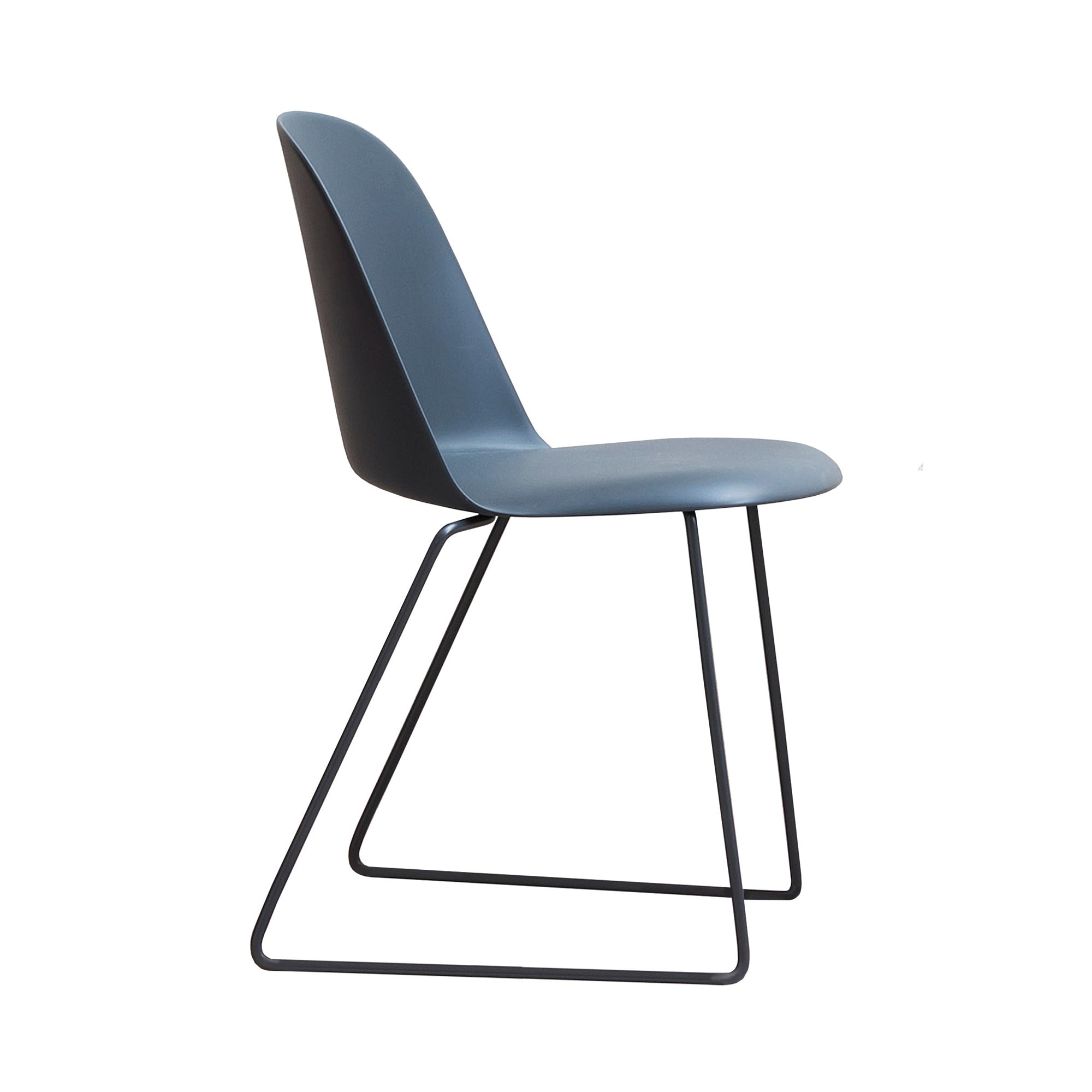 Mariolina Side Chair: Sledge Base + Lacquered Anthracite + Intense Blue
