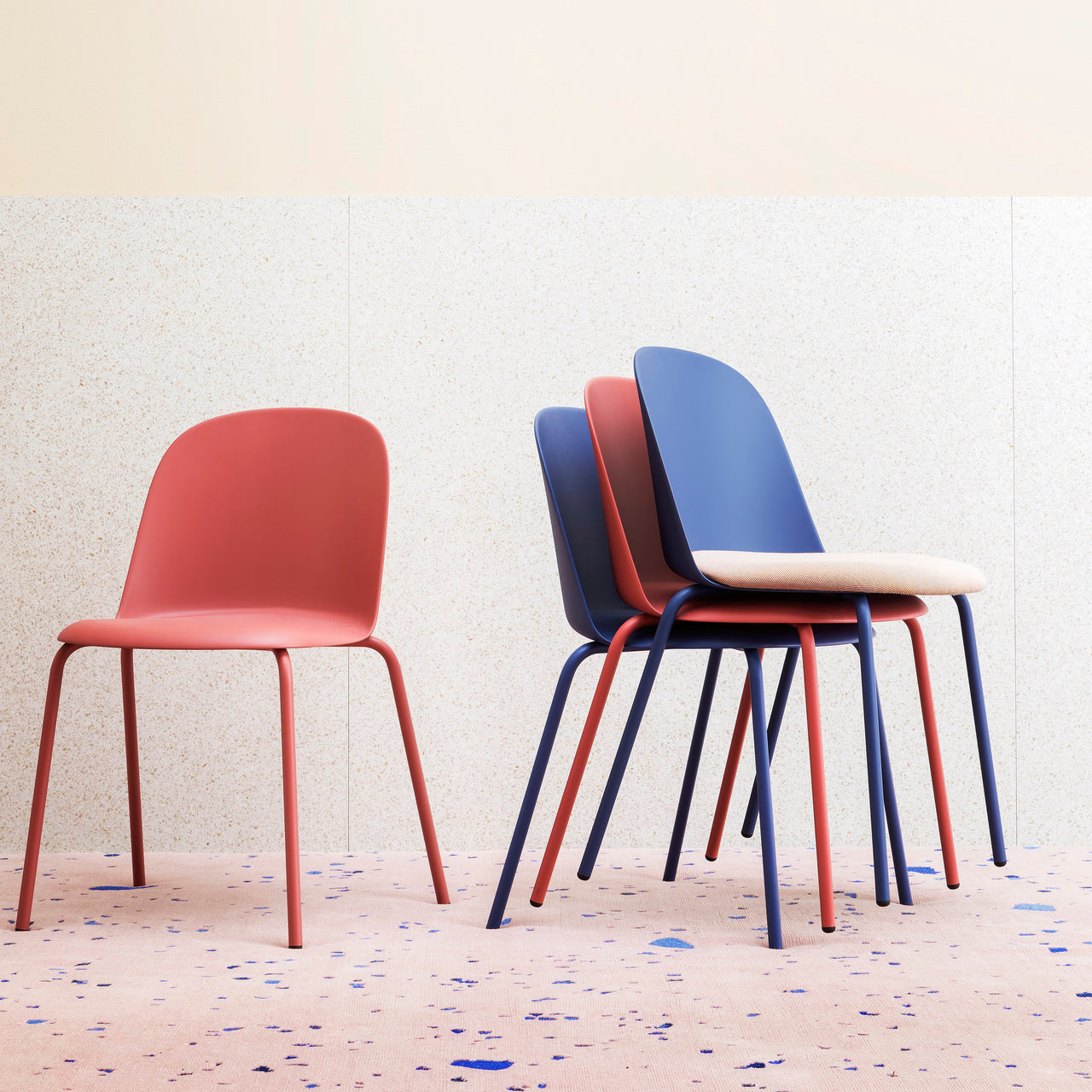Mariolina Stacking Side Chair: Seat Upholstered + Set of 2