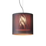 Moaré Pendant Lamp: Large (Double Shade) + Grey + Red