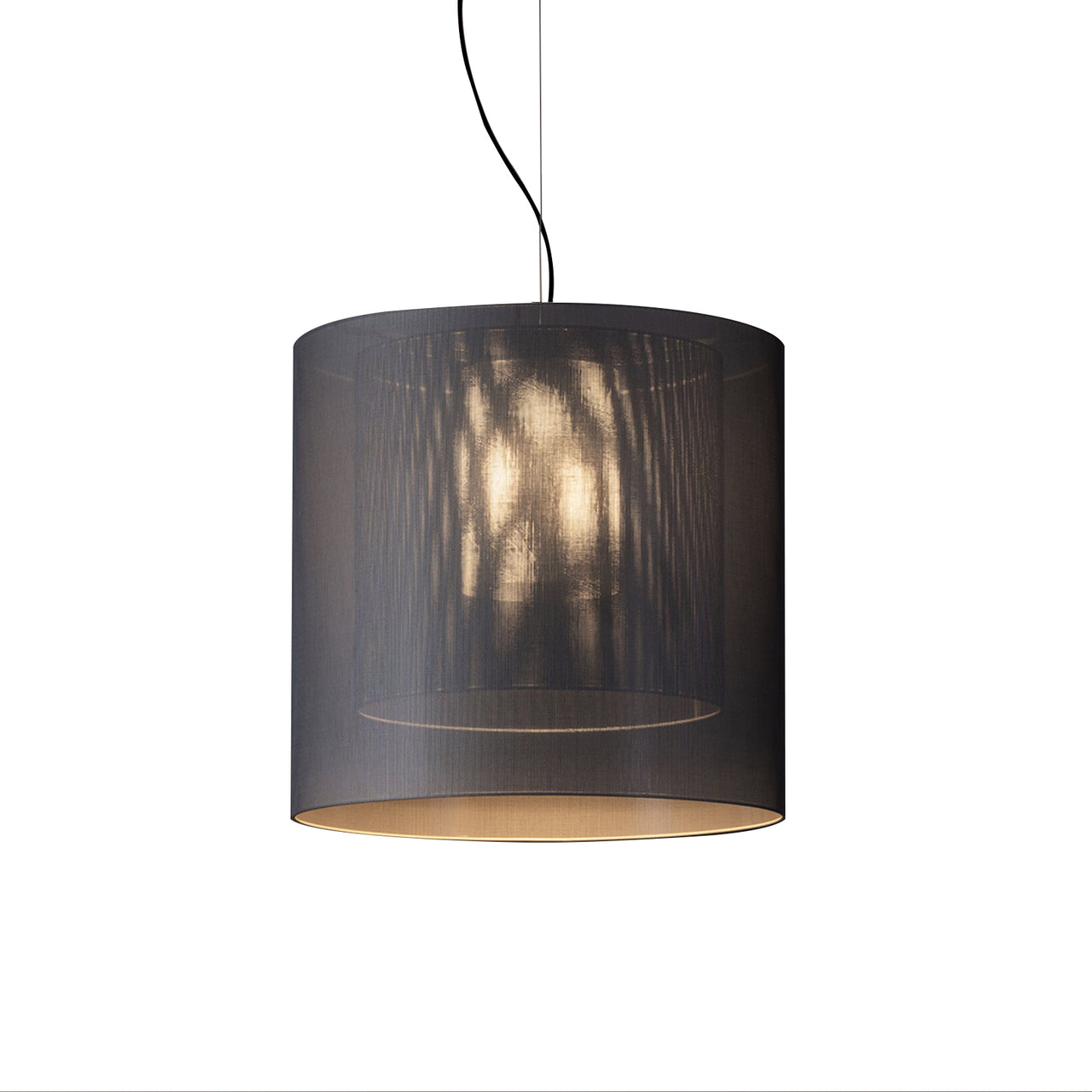 Moaré Pendant Lamp: Large (Double Shade) + Grey + Black