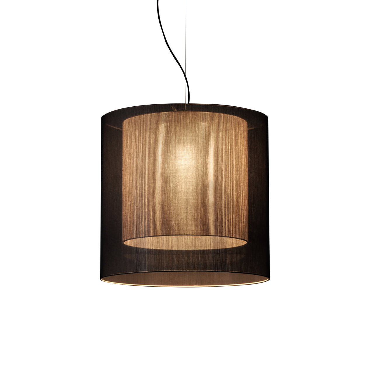 Moaré Pendant Lamp: Large (Double Shade) + Black + White