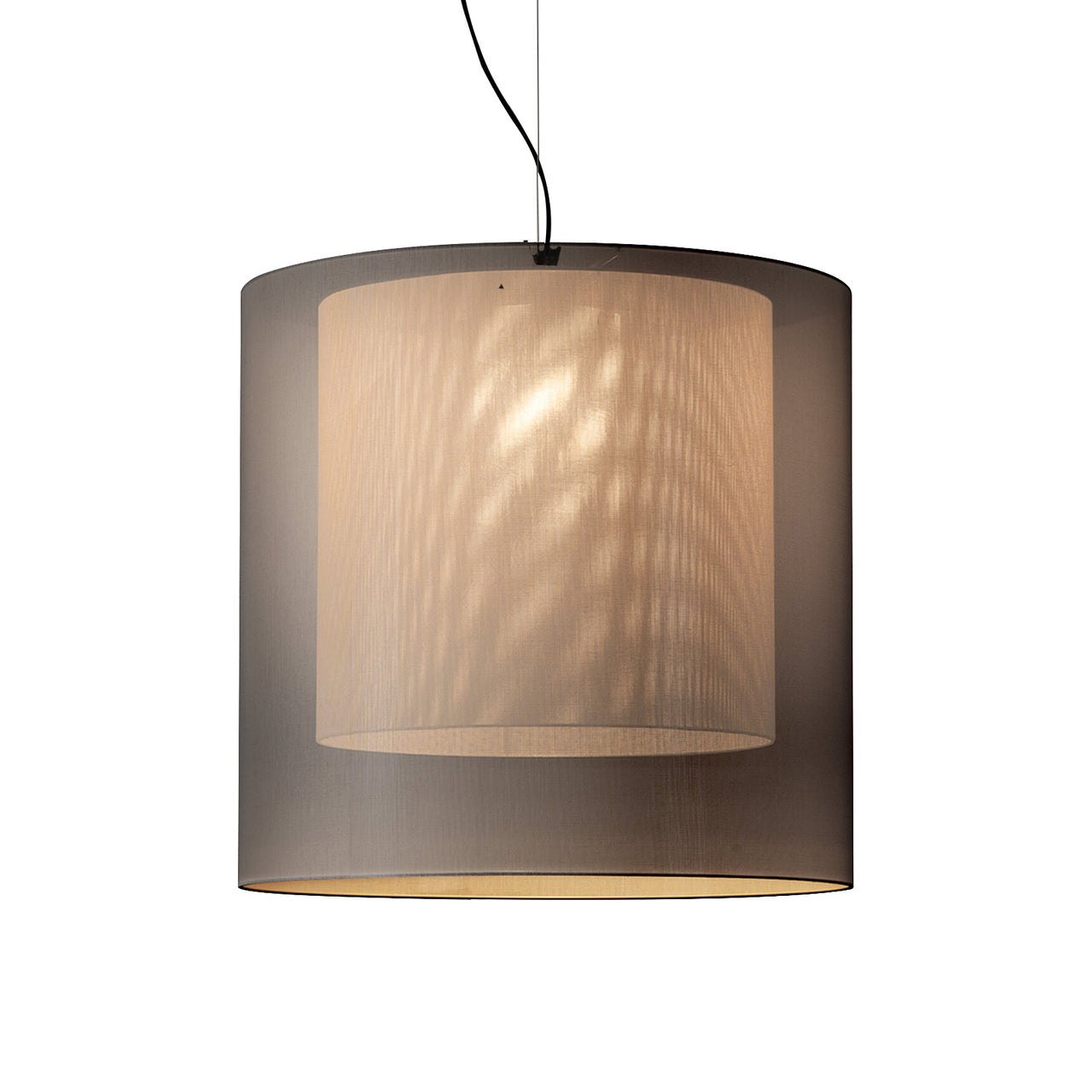 Moaré Pendant Lamp: Extra Large (Double Shade) + Grey + White