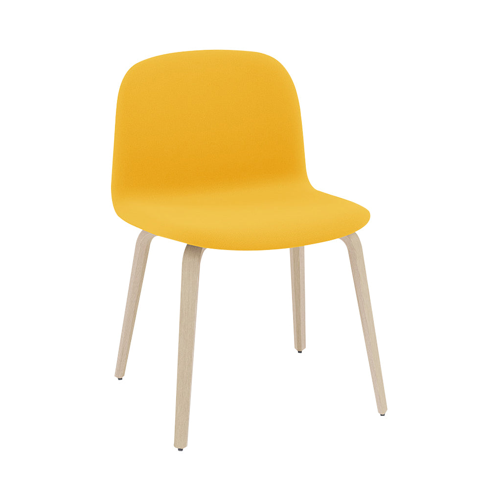 Visu Wide Chair: Wood Base + Upholstered + Oak
