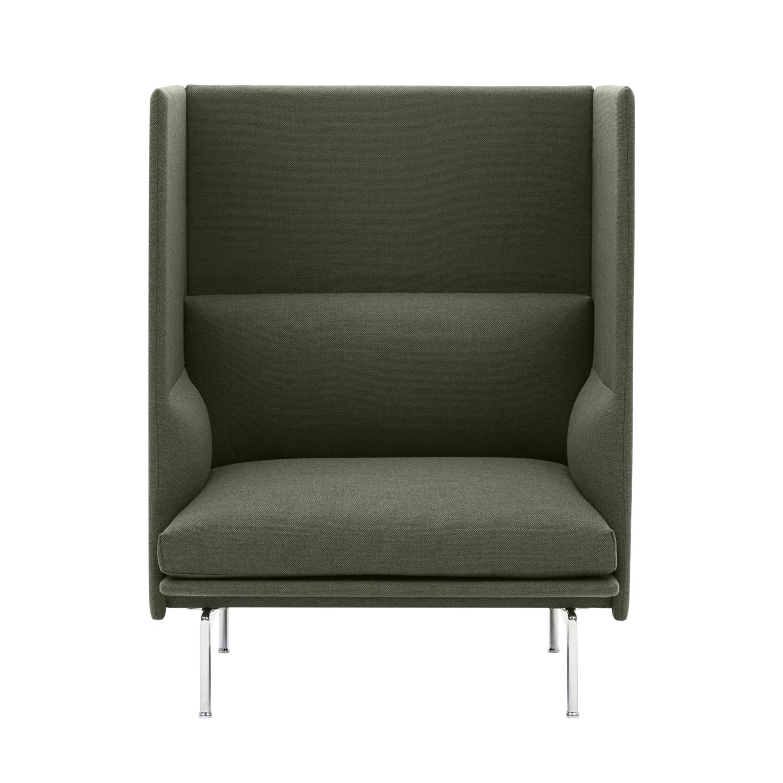 Outline Highback 1-Seater Sofa: Small + High + Polished Aluminum