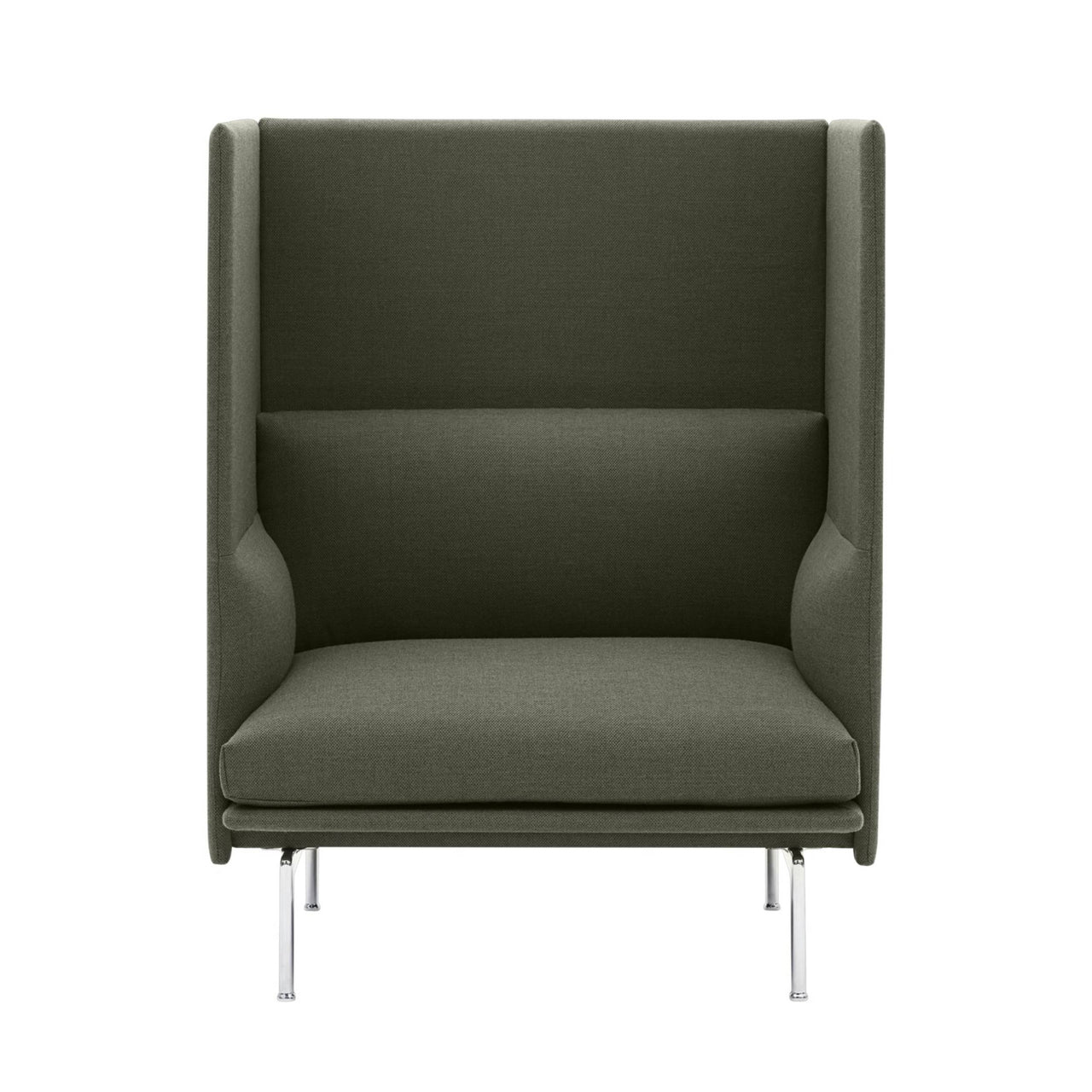 Outline Highback 1-Seater Sofa: Small + High + Polished Aluminum