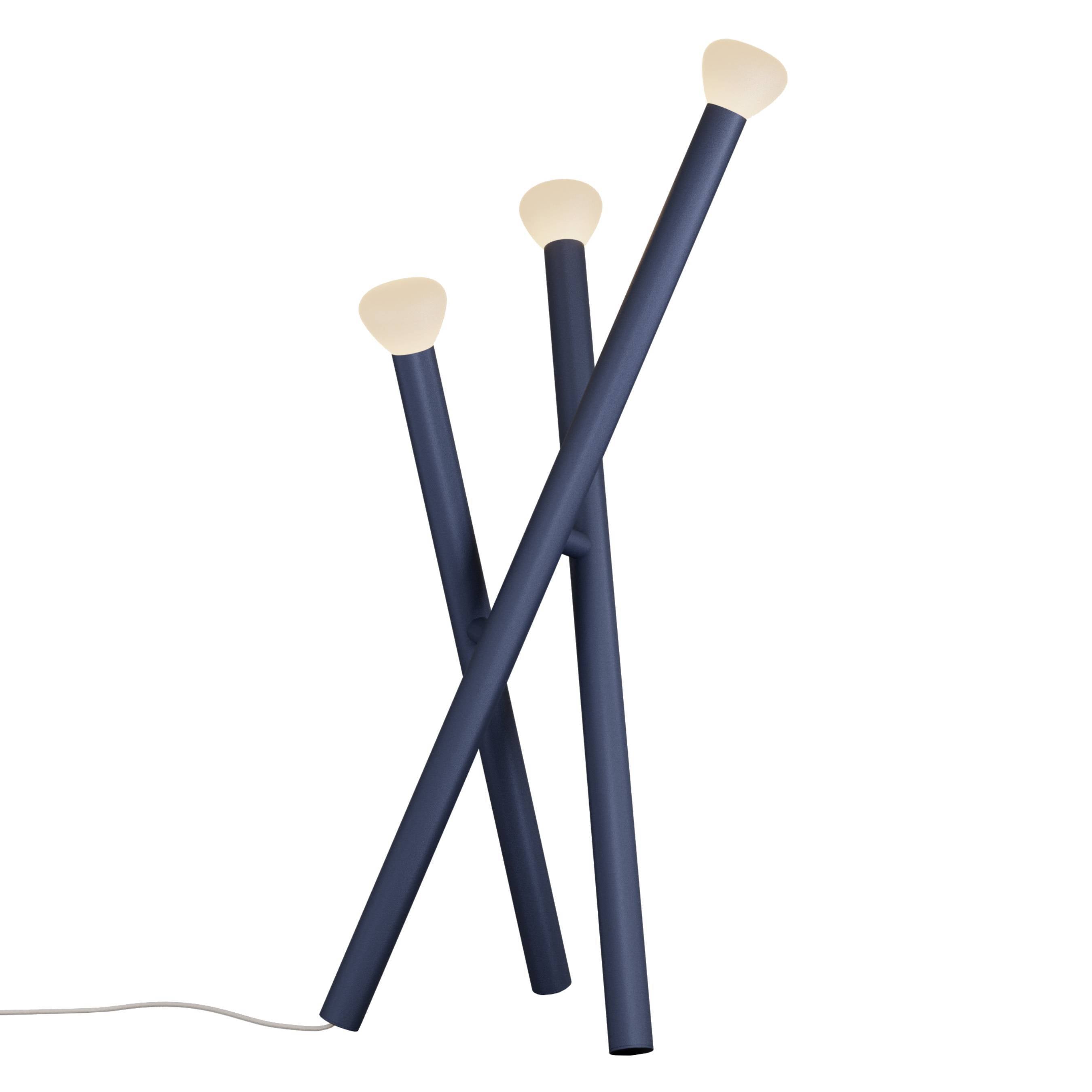 Parc 05 Floor Lamp: Textured Midnight Blue + Beige