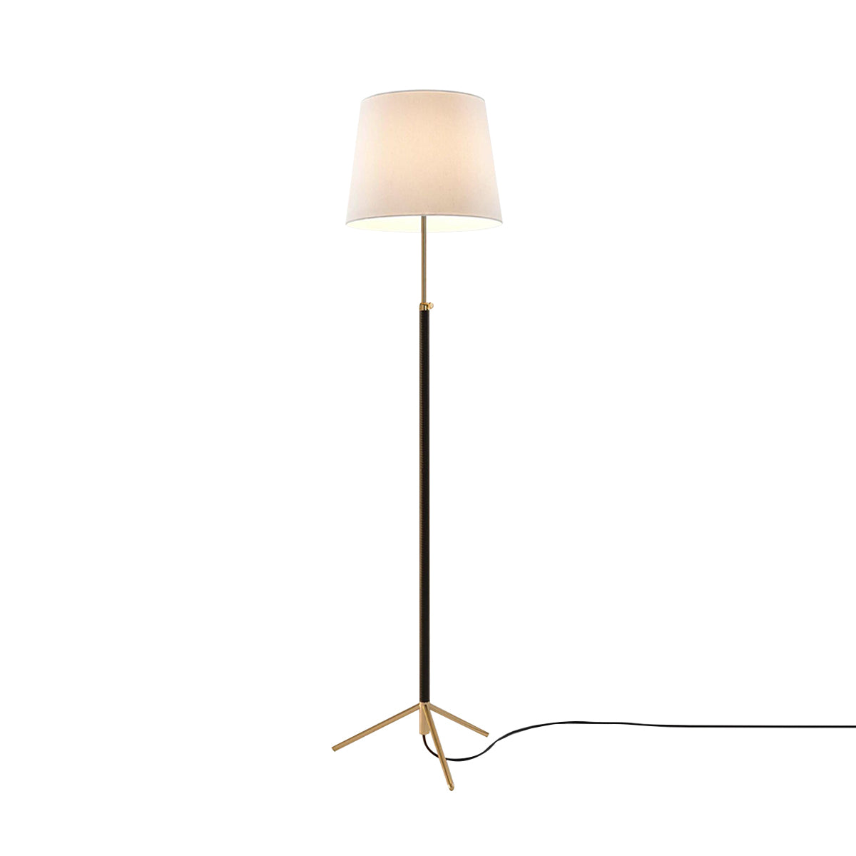 Pie de Salón Floor Lamp: G3 + Polished Brass + White Linen