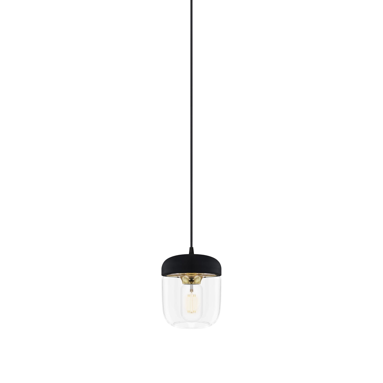 Acorn Pendant: Black + Polished Brass + Black (Plug-in)