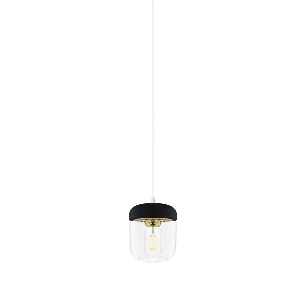 Acorn Pendant: Black + Polished Brass + White (Plug-in)