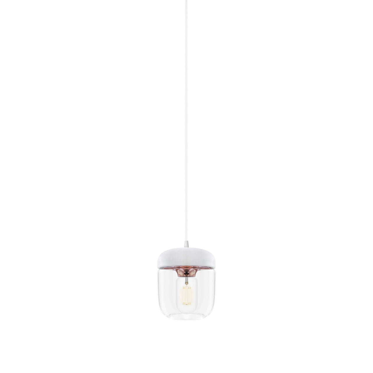 Acorn Pendant: White + Polished Copper + White (Plug-in)