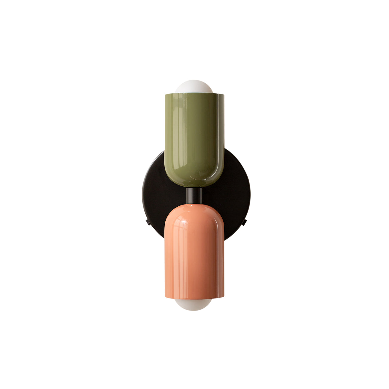 Up Down Sconce: Duo-Tone + Reed Green + Peach + Hardwire