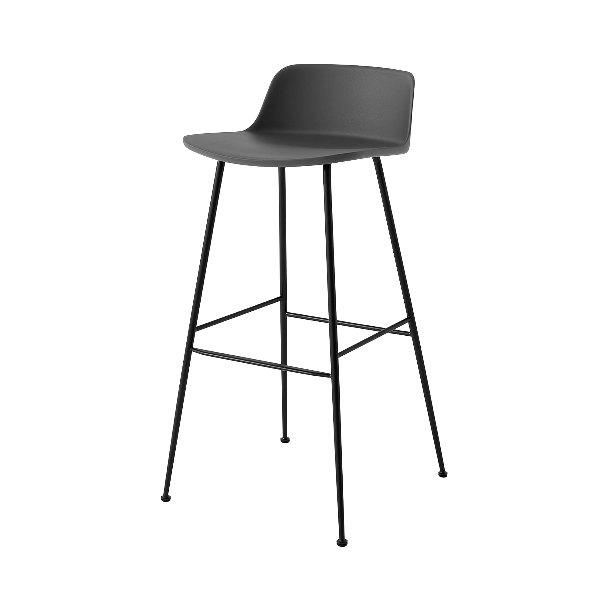 Rely Bar + Counter Lowback Stool: HW81 + HW86 + Bar (HW86) + Stone Grey + Black