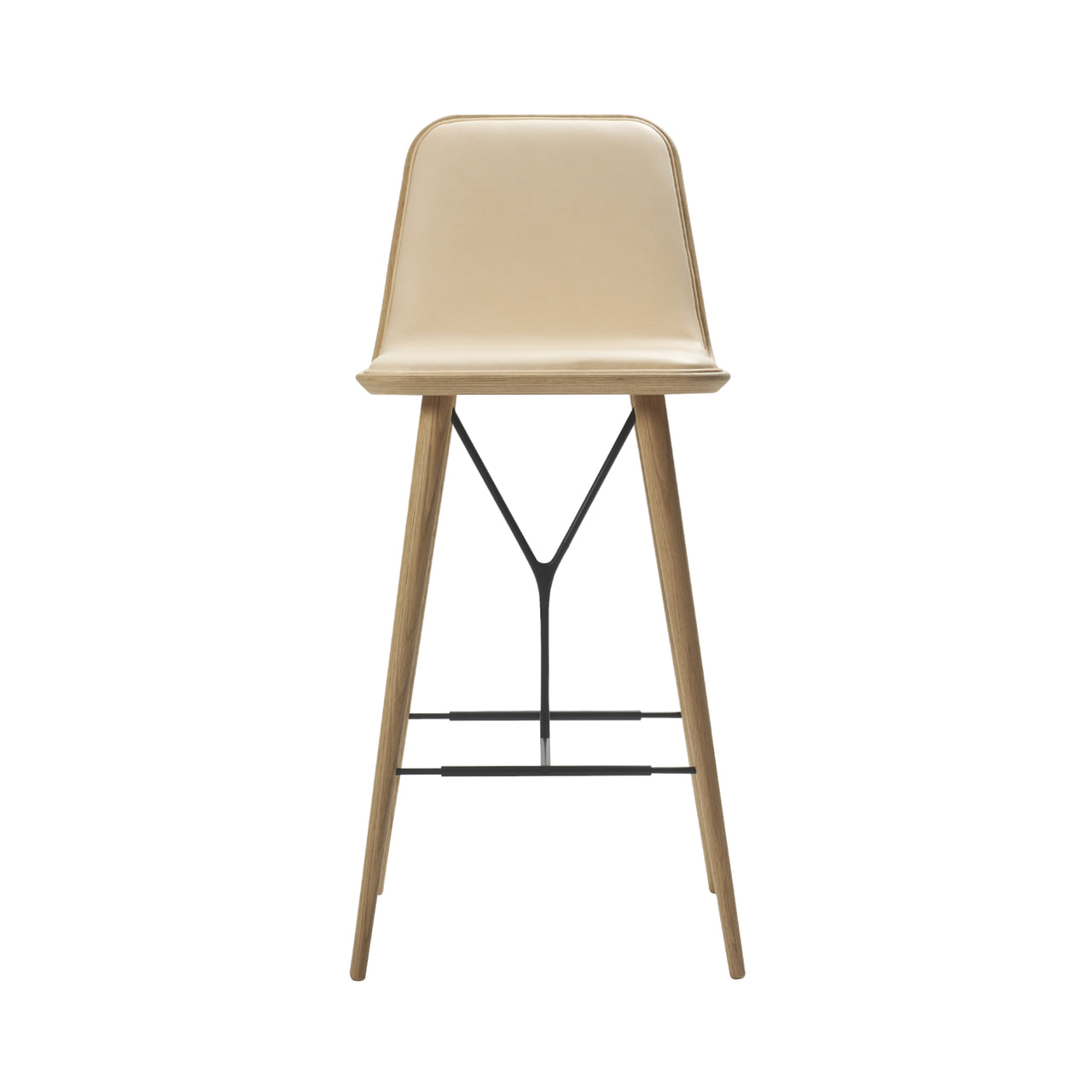 Spine Bar + Counter Stool with Back: Wood Base + Bar + Lacquered Oak