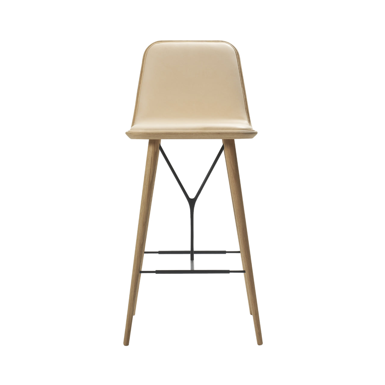 Spine Bar + Counter Stool with Back: Bar + Lacquered Oak