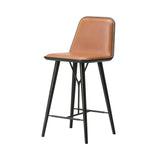 Spine Bar + Counter Stool with Back: Wood Base + Bar + Black Lacquered Ash