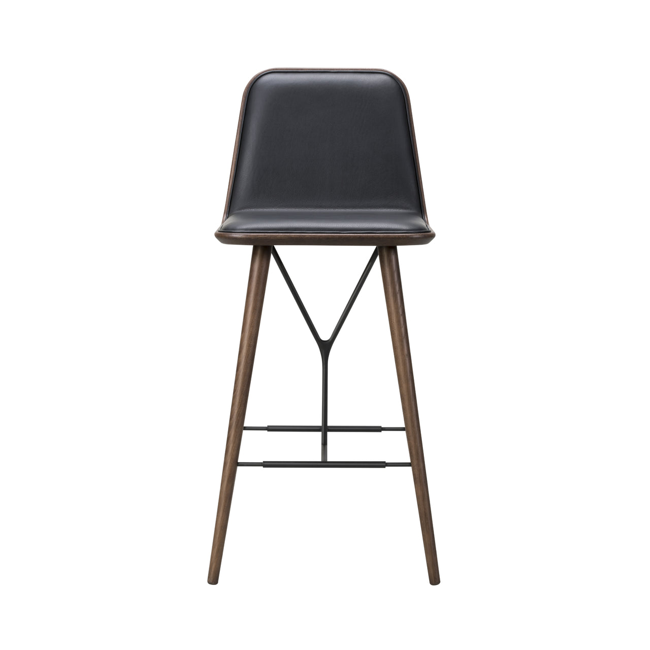 Spine Bar + Counter Stool with Back: Bar + Smoked Stained Lacquered Oak