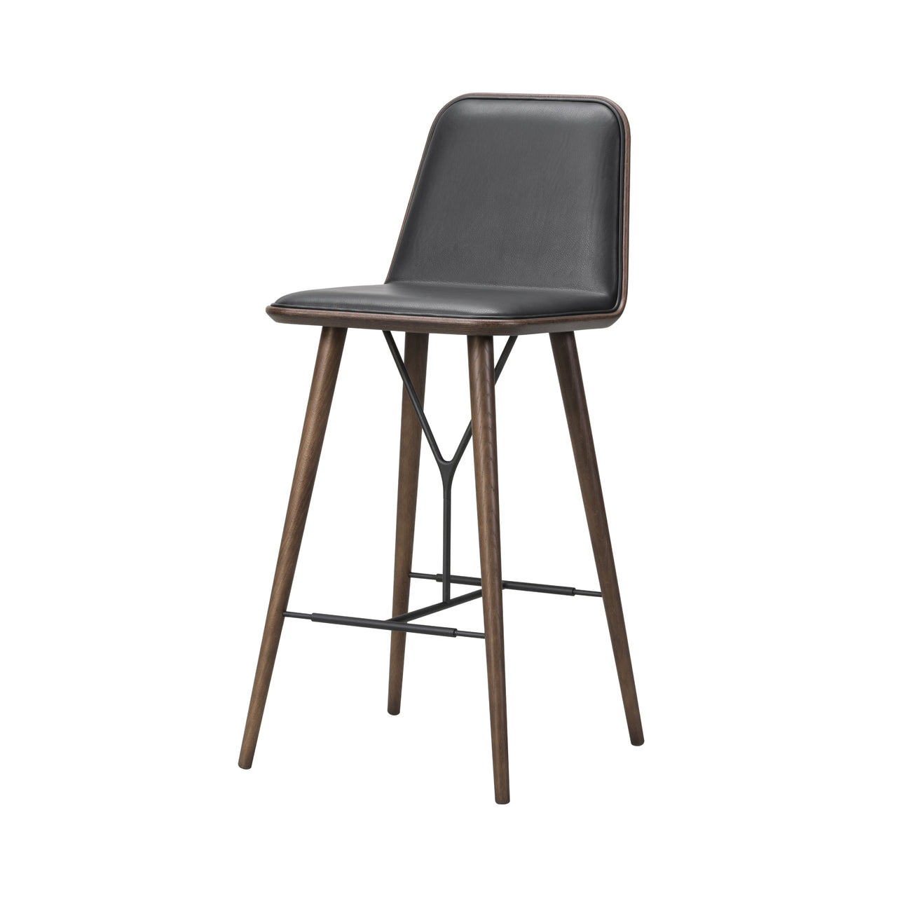 Spine Bar + Counter Stool with Back: Wood Base: Bar + Smoked Stained Lacquered Oak