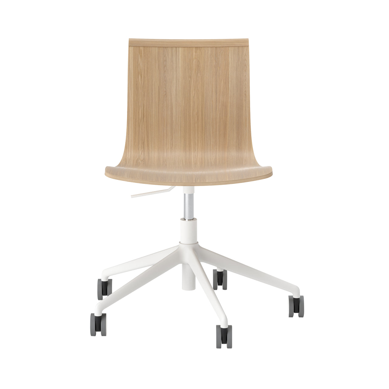 Serif Chair: 5 Star Base + Castors + White + Natural Oak