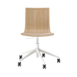 Serif Chair: 5 Star Base + Castors + White + Natural Oak