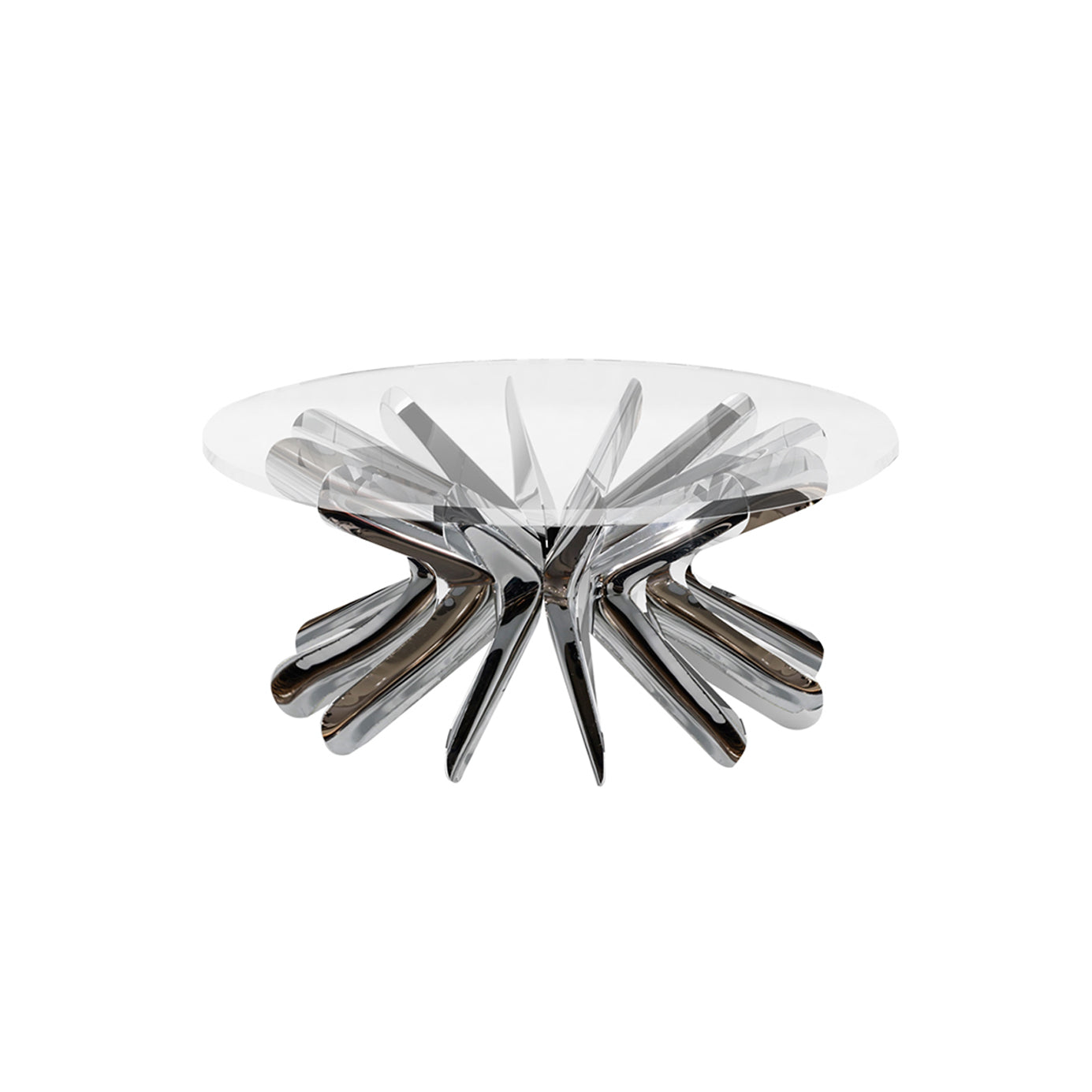 Steel in Rotation Coffee Table: Inox Polished Stainless Steel + Small