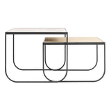 Tati Coffee Table: Square + Wood Top + High + Low + White Stained Oak + Storm Grey