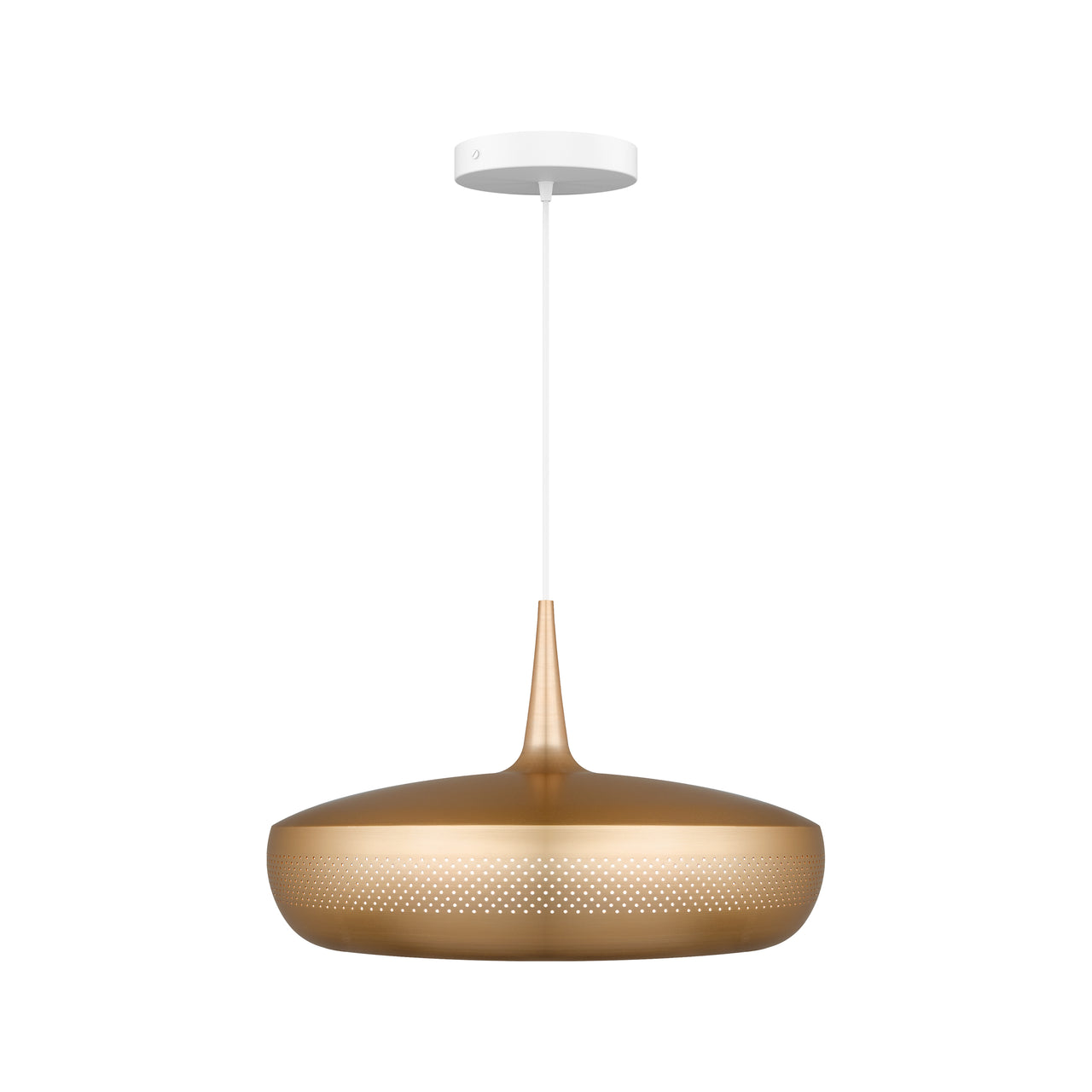 Clava Dine Pendant: Brushed Brass + White + Canopy