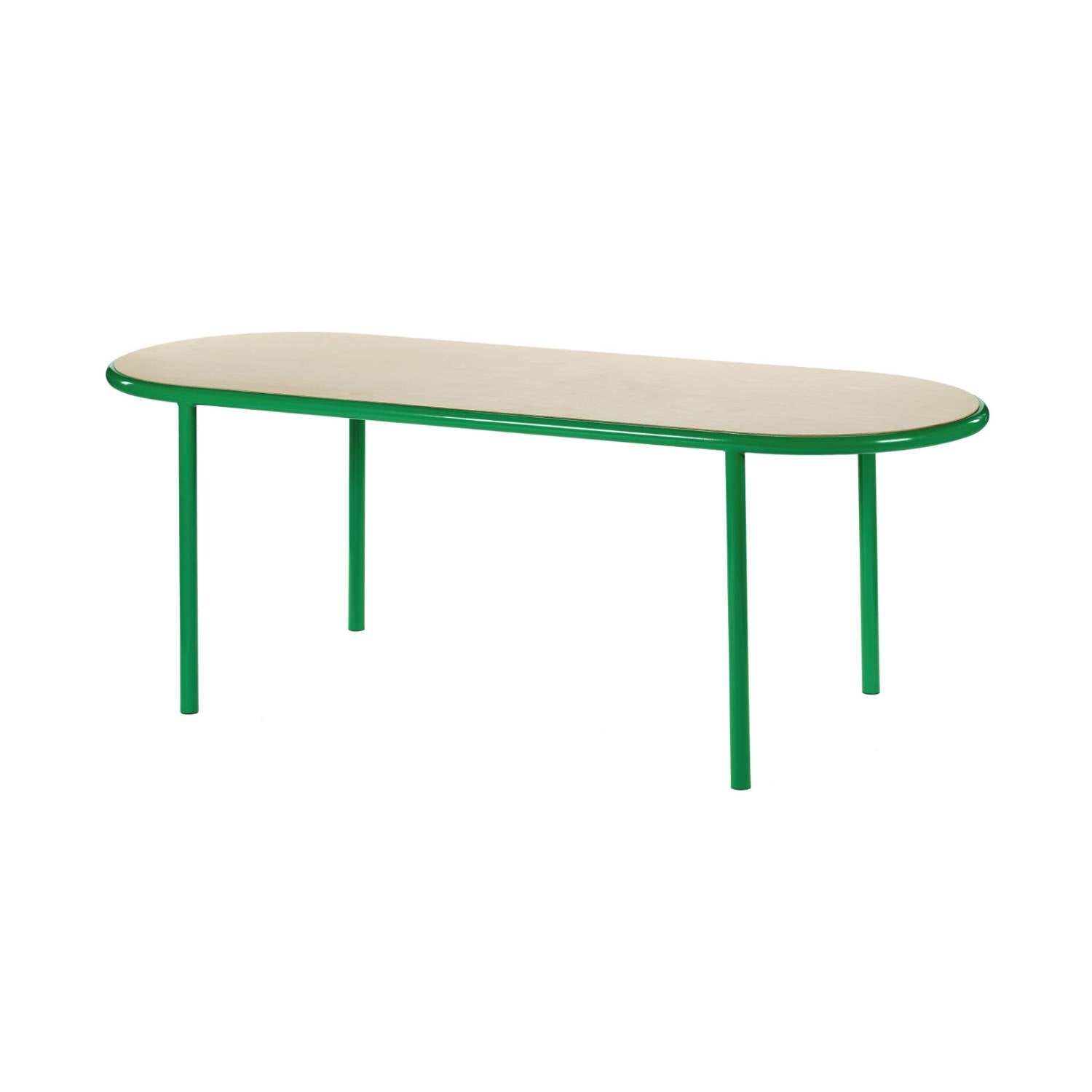 Wooden Table: Oval + Birch + Green
