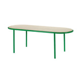 Wooden Table: Oval + Birch + Green