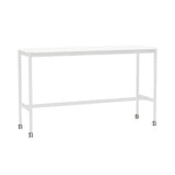 Base High Table with Castors: 160 + Low + Narrow + White Laminate + White ABS Edge + White