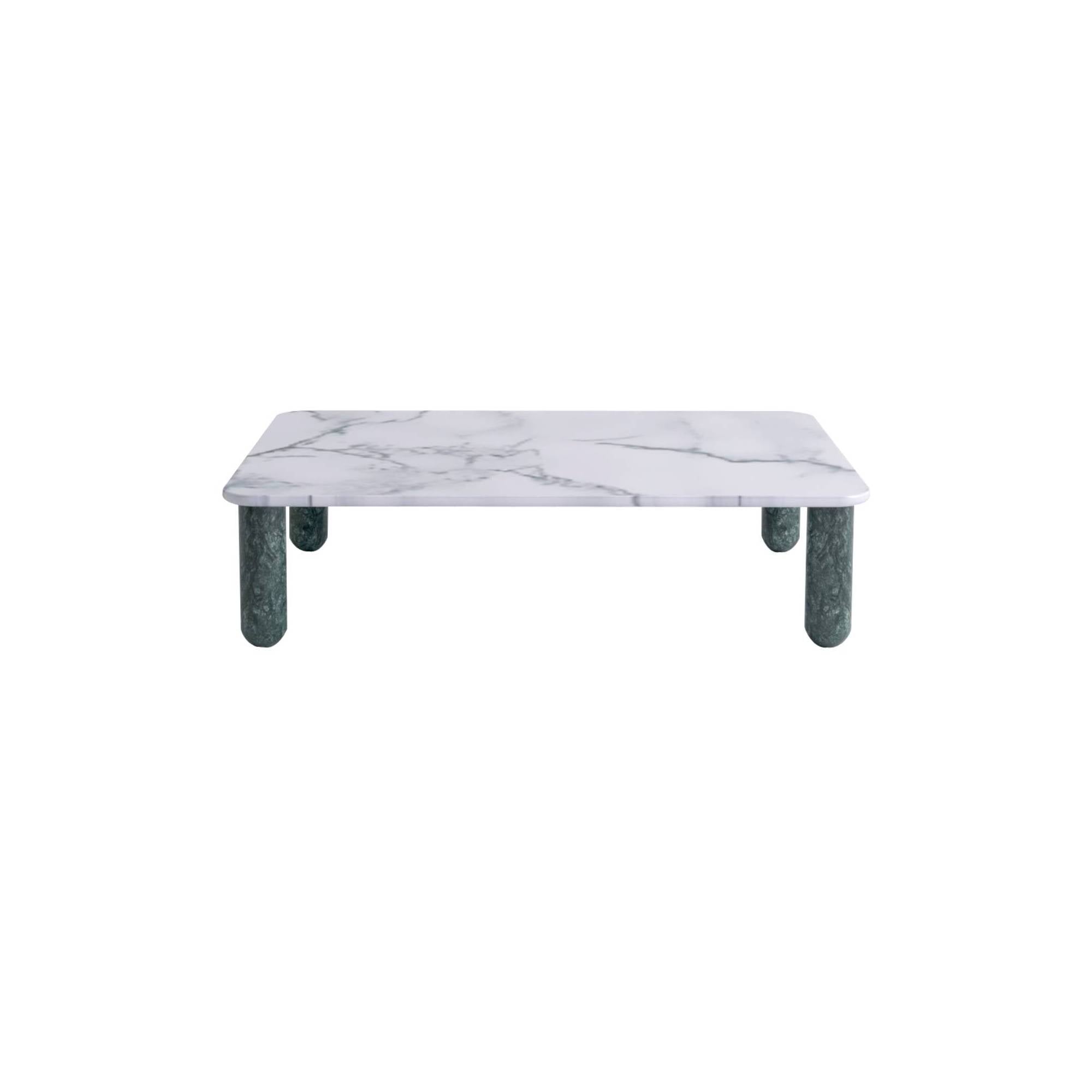 Sunday Coffee Table: White Pele de Tigre Marble + Indian Green Marble