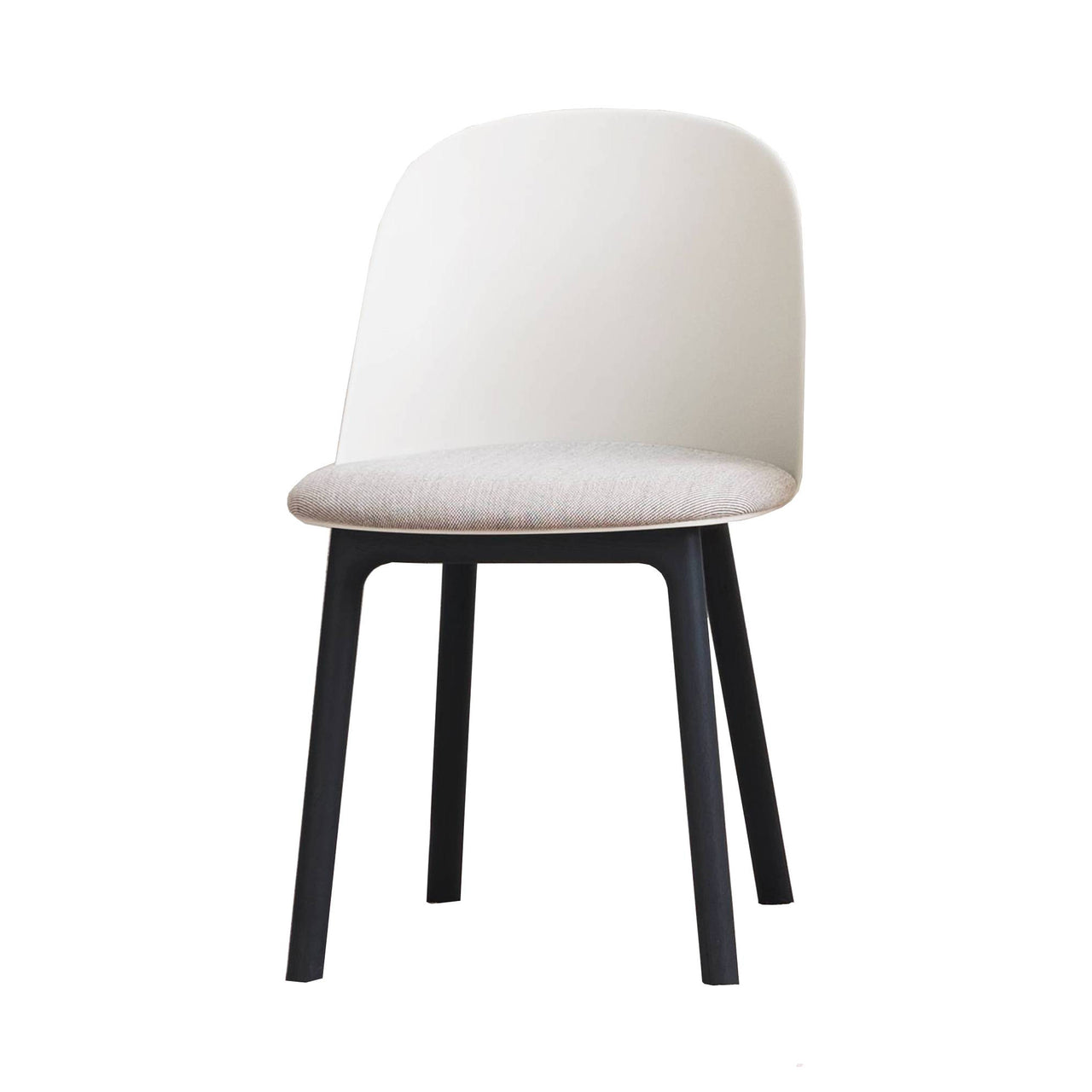 Mariolina Side Chair Wood Base + Upholstered: Set of 2 + Upholstery + Black Ash + Silk Grey