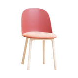 Mariolina Side Chair Wood Base + Upholstered: Set of 2 + Upholstery + Natural Ash + Marsala Red