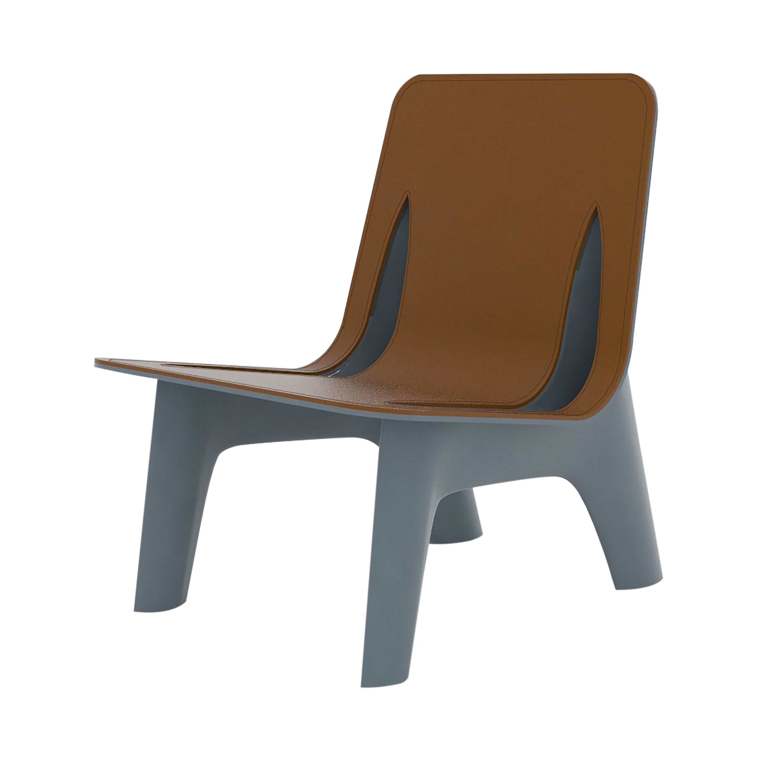 J-Chair: Leather Seat + Aluminum + Grey Blue
