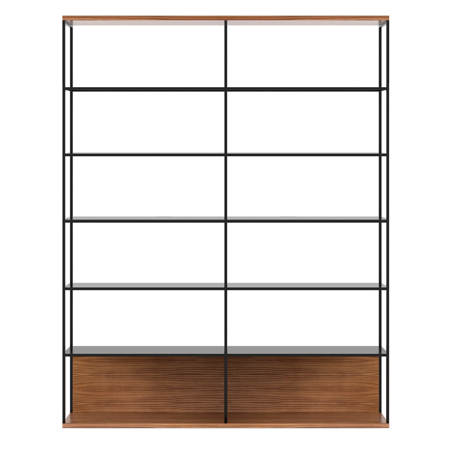 Literatura Open Shelf: Composition 3 + High + Walnut Stained Walnut + Black + Without Glider Shelf
