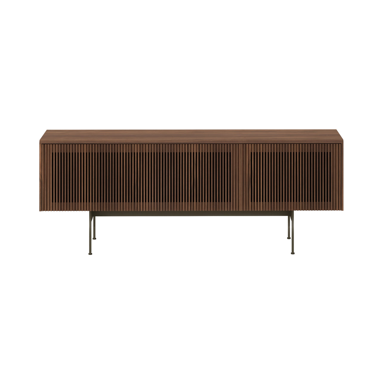 Malmö Technic Sideboard: Small + Dark Stained Walnut + Bronze + Composition 3