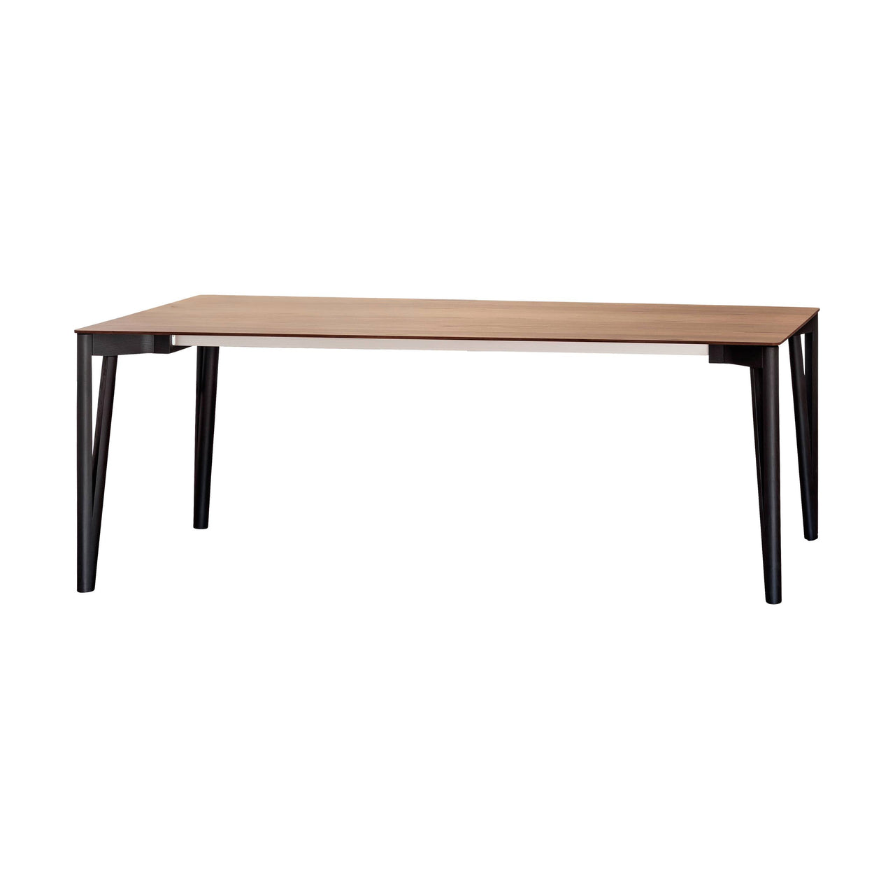 Decapo Dining Table: Medium + Canaletto Walnut + Black Stained Oak