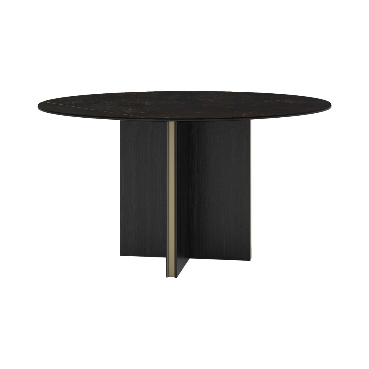 Stockholm Ceramic Round Table: Medium + Dekton Keyla + Ebony Stained Oak + Bronze