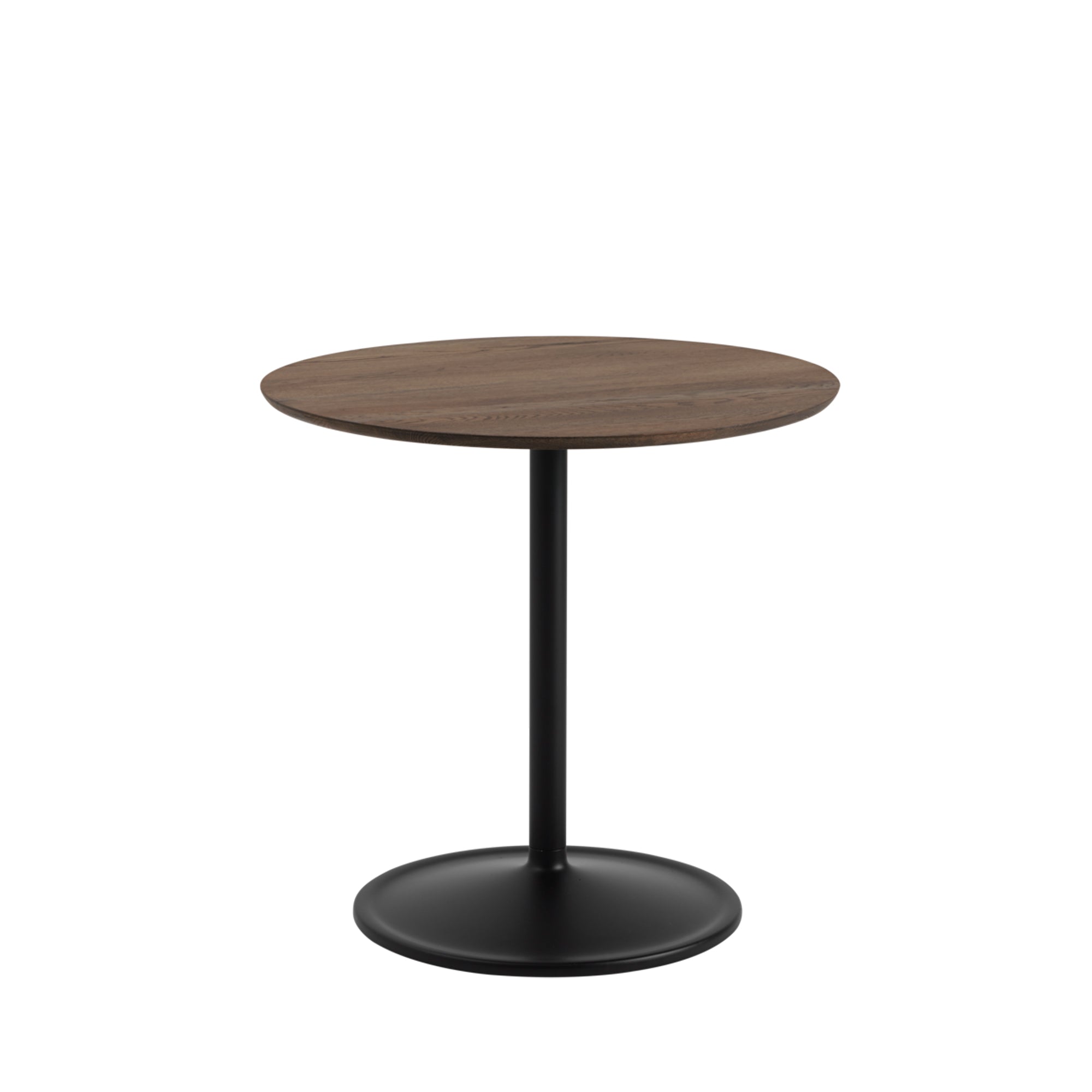 Soft Cafe Table: Round + Low + Dark Oiled Oak + Black