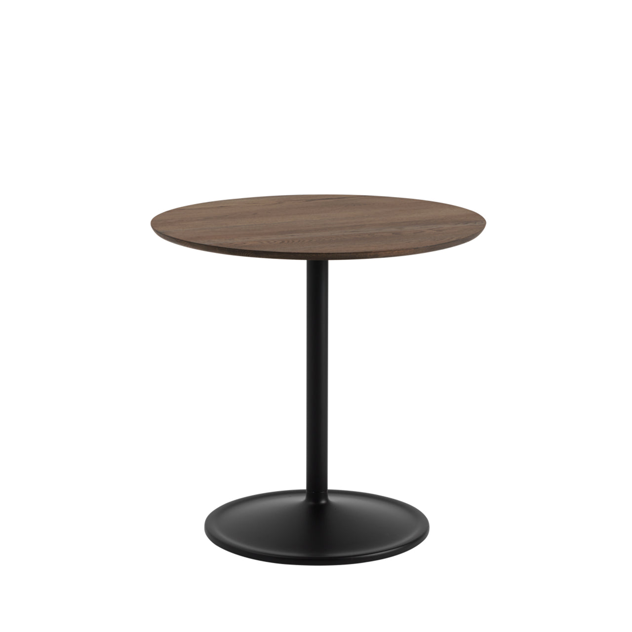 Soft Cafe Table: Round + Low + Dark Oiled Oak + Black