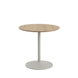 Soft Cafe Table: Round + Low + Solid Oak + Grey