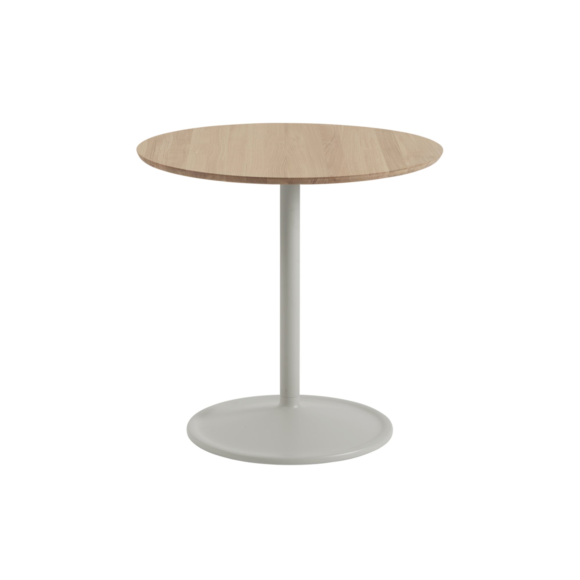 Soft Cafe Table: Round + Low + Solid Oak + Grey