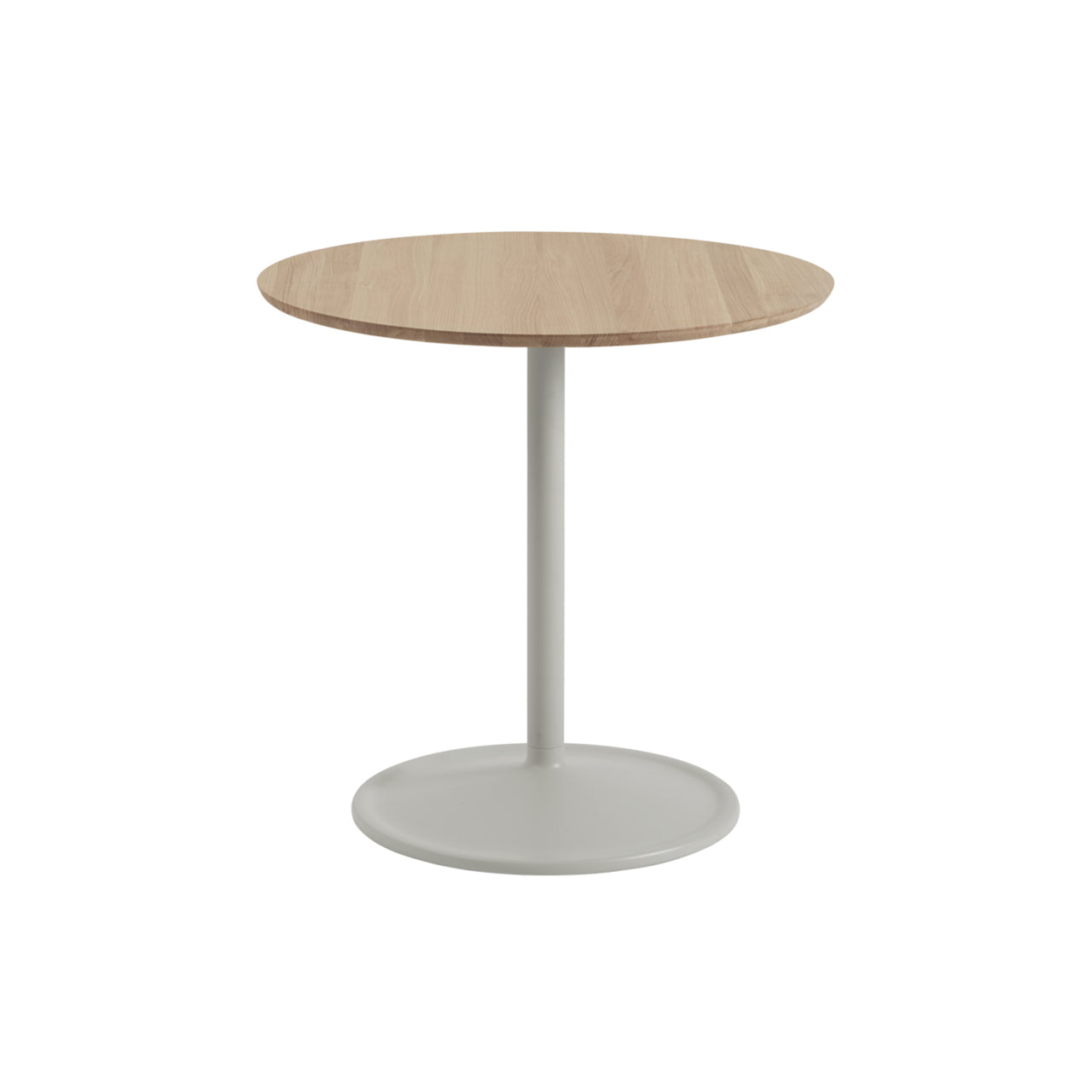 Soft Cafe Table: Round + Low + Solid Oak + Grey