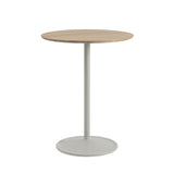 Soft Cafe Table: Round + Medium + Solid Oak + Grey