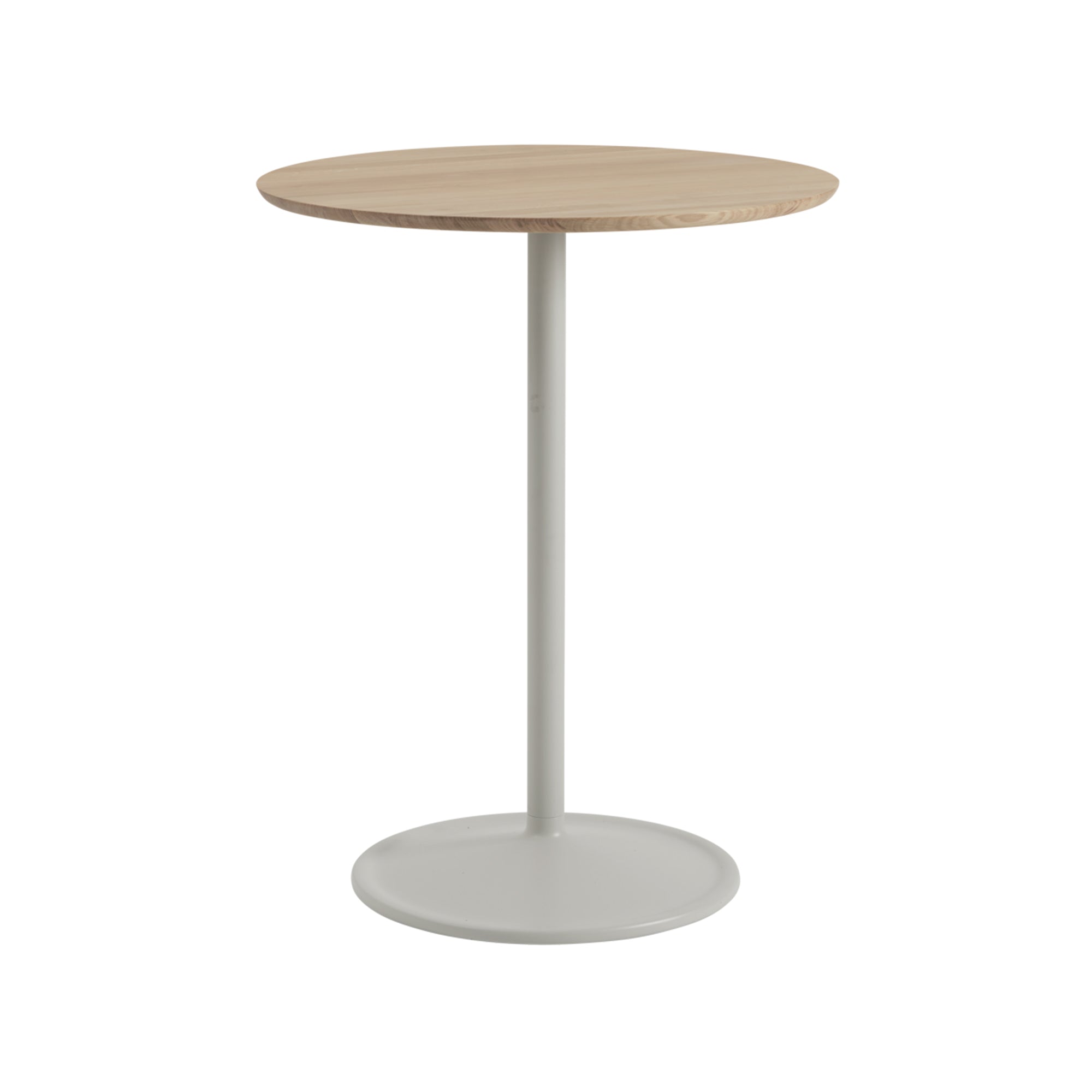 Soft Cafe Table: Round + Medium + Solid Oak + Grey