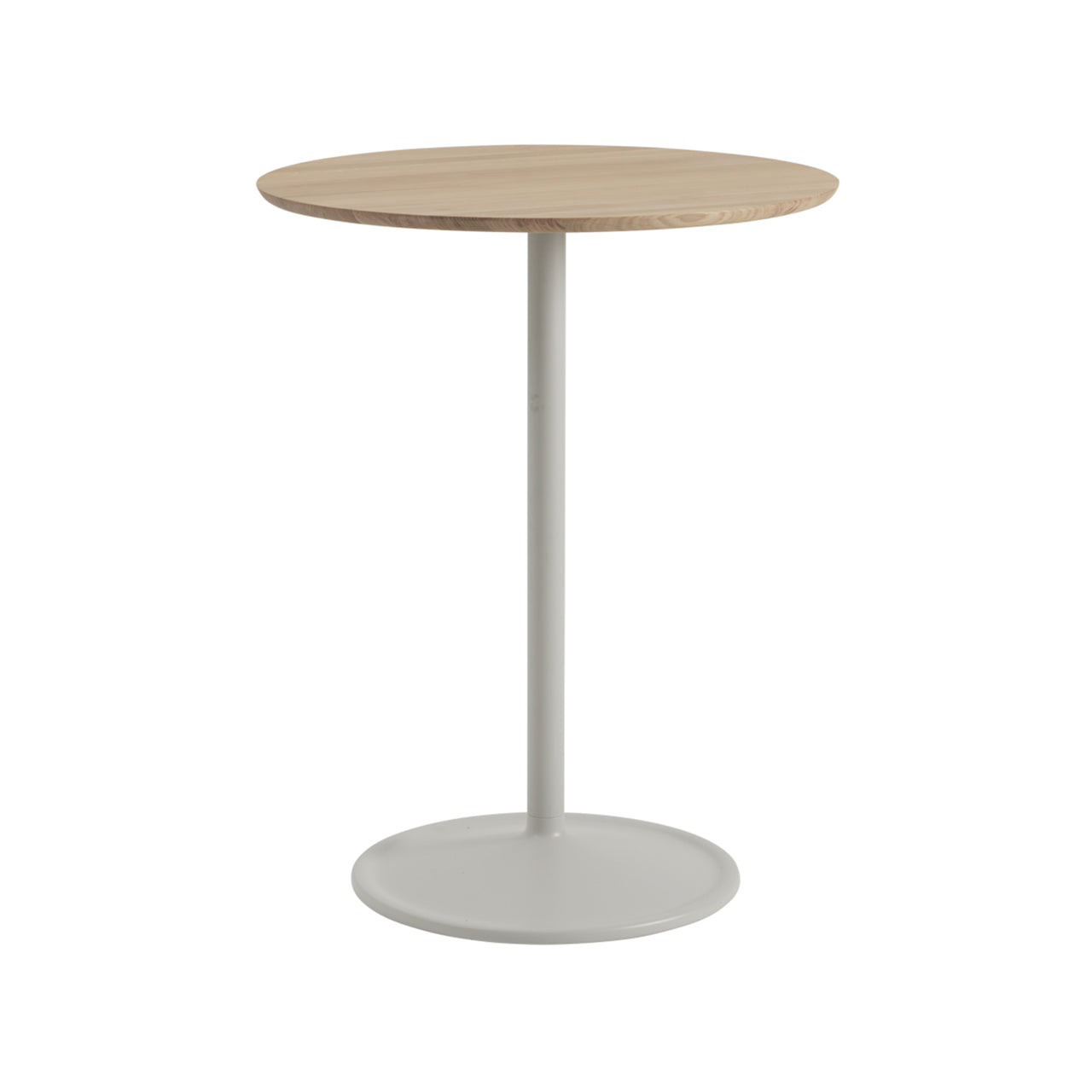 Soft Cafe Table: Round + Medium + Solid Oak + Grey