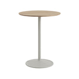 Soft Cafe Table: Round + Medium + Solid Oak + Grey